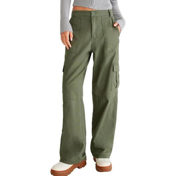 Aeropostale Women's Relaxed Fit Mid Rise Straight Leg Utility Cargo Pant Size M - Picture 1 of 11